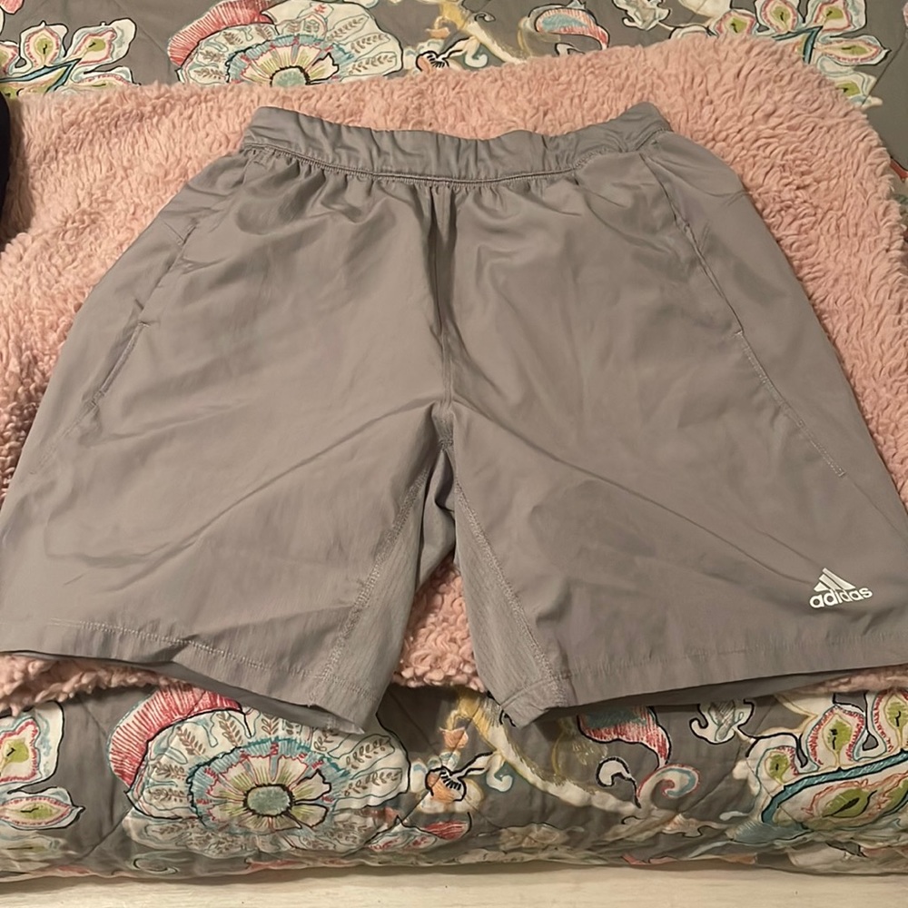 Grey Adidas workout shorts
